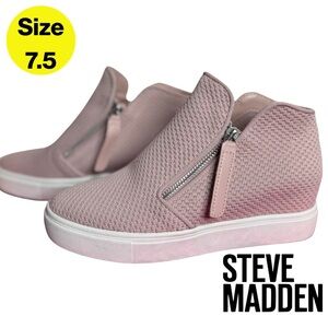 STEVE MADDEN 💕 Dusty Pink, High-Top, Dual-Zipper Sneaker Wedges (Size 7.5)